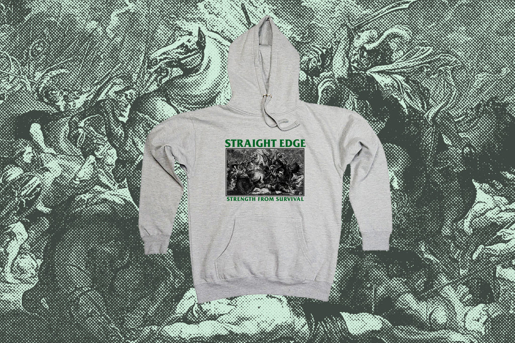 Strength From Survival Straight Edge Hoodie in Gray by STRAIGHTEDGEWORLDWIDE