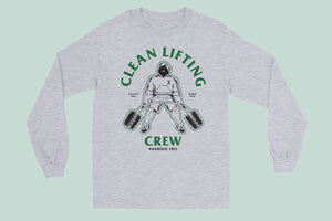 Clean Lifting Crew Long Sleeve Tee in Gray