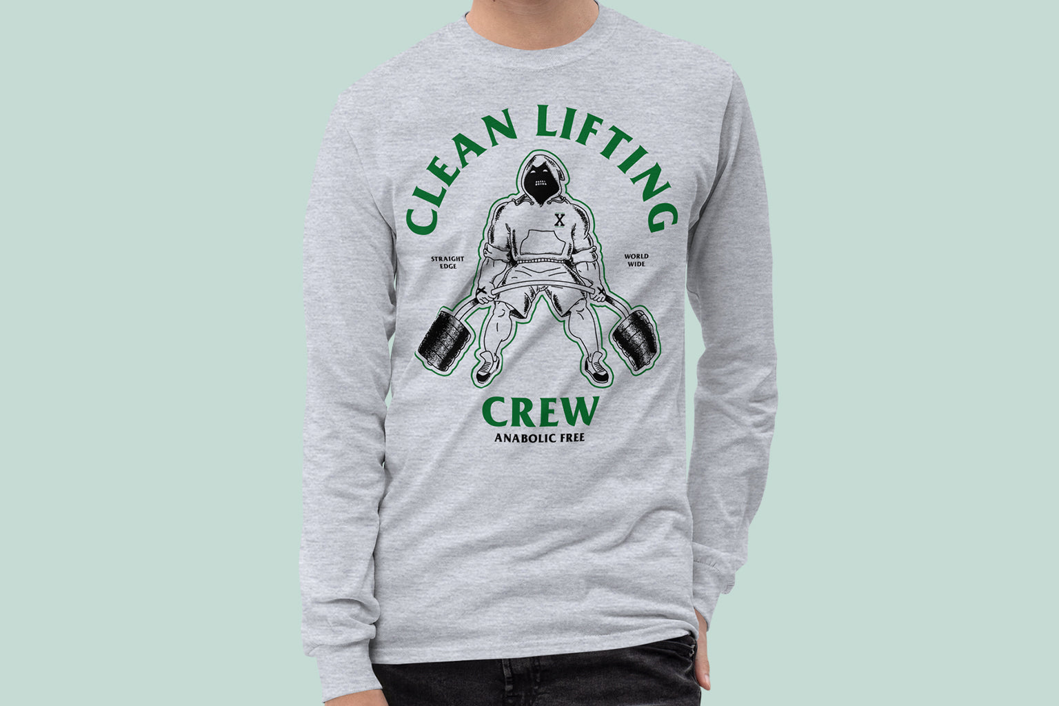 Clean Lifting Crew Long Sleeve Tee in Gray