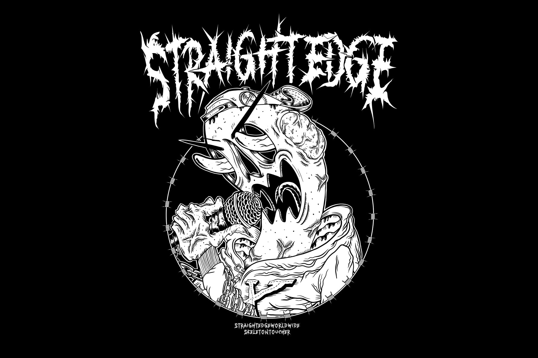 Straight Edge horror-themed black tee by SKELETONTOUCHER at STRAIGHTEDGEWORLDWIDE.com