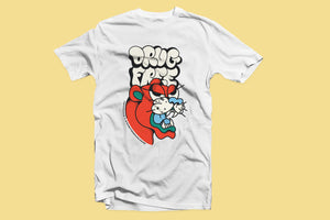 Drug Free Panther Straight Edge t-shirt in white by Yin Yang Arts and STRAIGHTEDGEWORLDWIDE