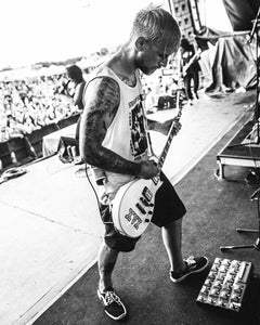 Lance Donati of Sharptooth wearing an Old School Straight Edge Drug Free white tank top by STRAIGHTEDGEWORLDWIDE