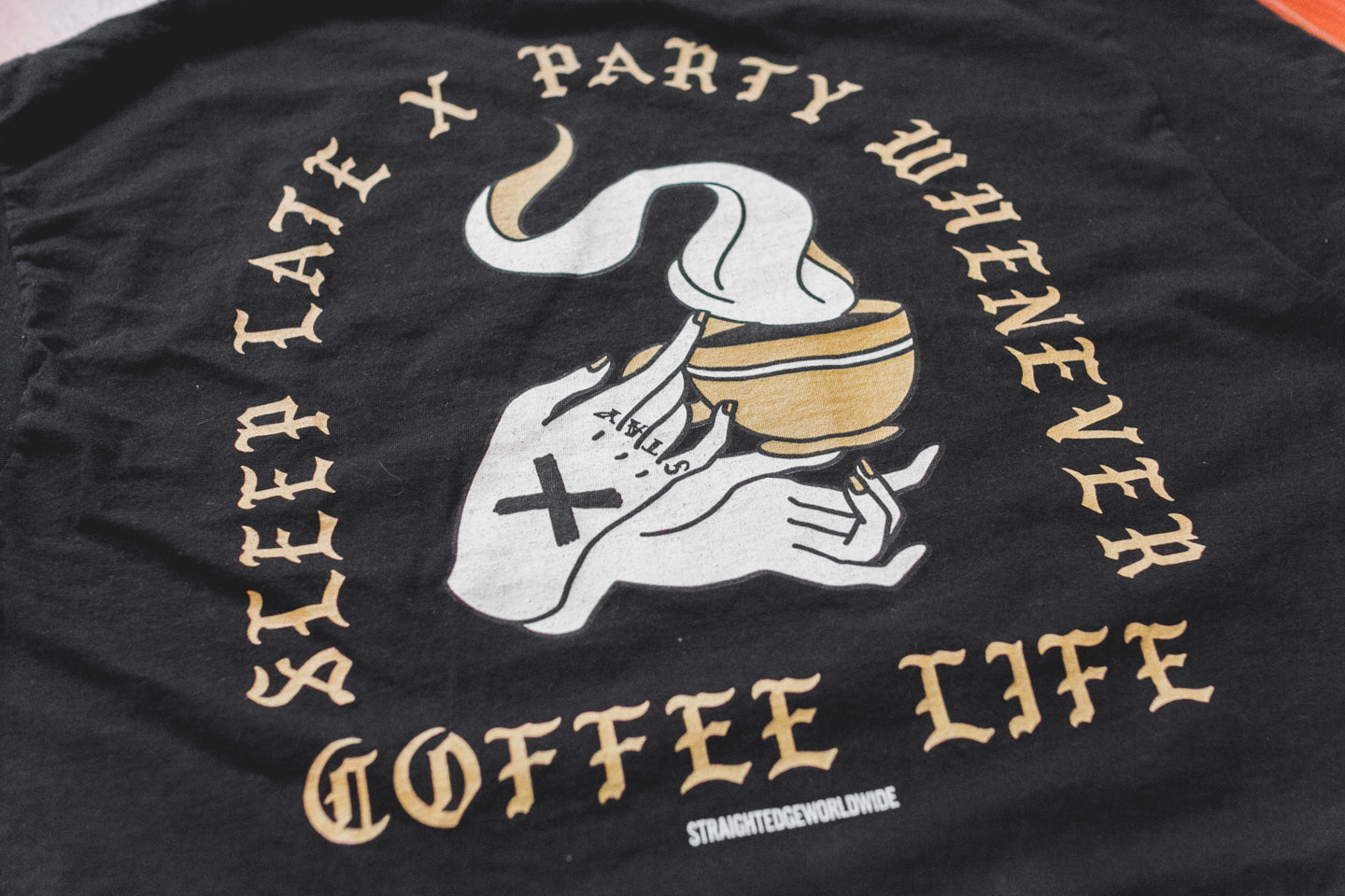Mugs Not Drugs Coffee x Life black Straight Edge Drug Free T-shirt by STRAIGHTEDGEWORLDWIDE