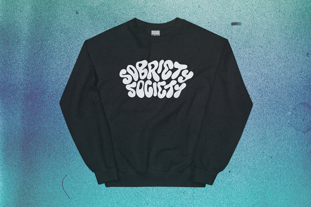 Sobriety Society black crewneck fleece Straight Edge sweater by STRAIGHTEDGEWORLDWIDE