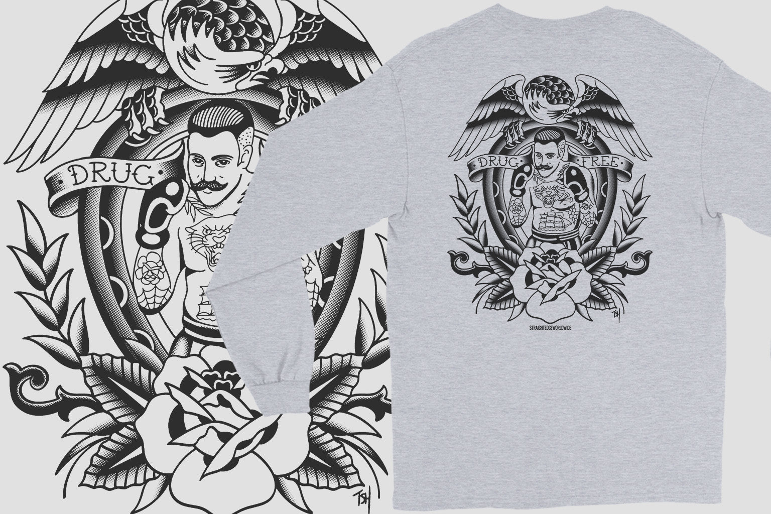 Drug Free Boxer Long Sleeve Tees