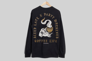 Coffee x Life black long sleeve tee tshirt by STRAIGHTEDGEWORLDWIDE