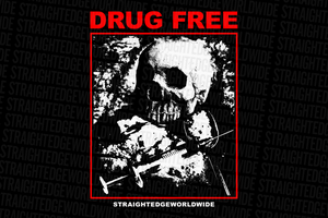 Drug Free Drug Abuse Tee tshirt in black by STRAIGHTEDGEWORLDWIDE