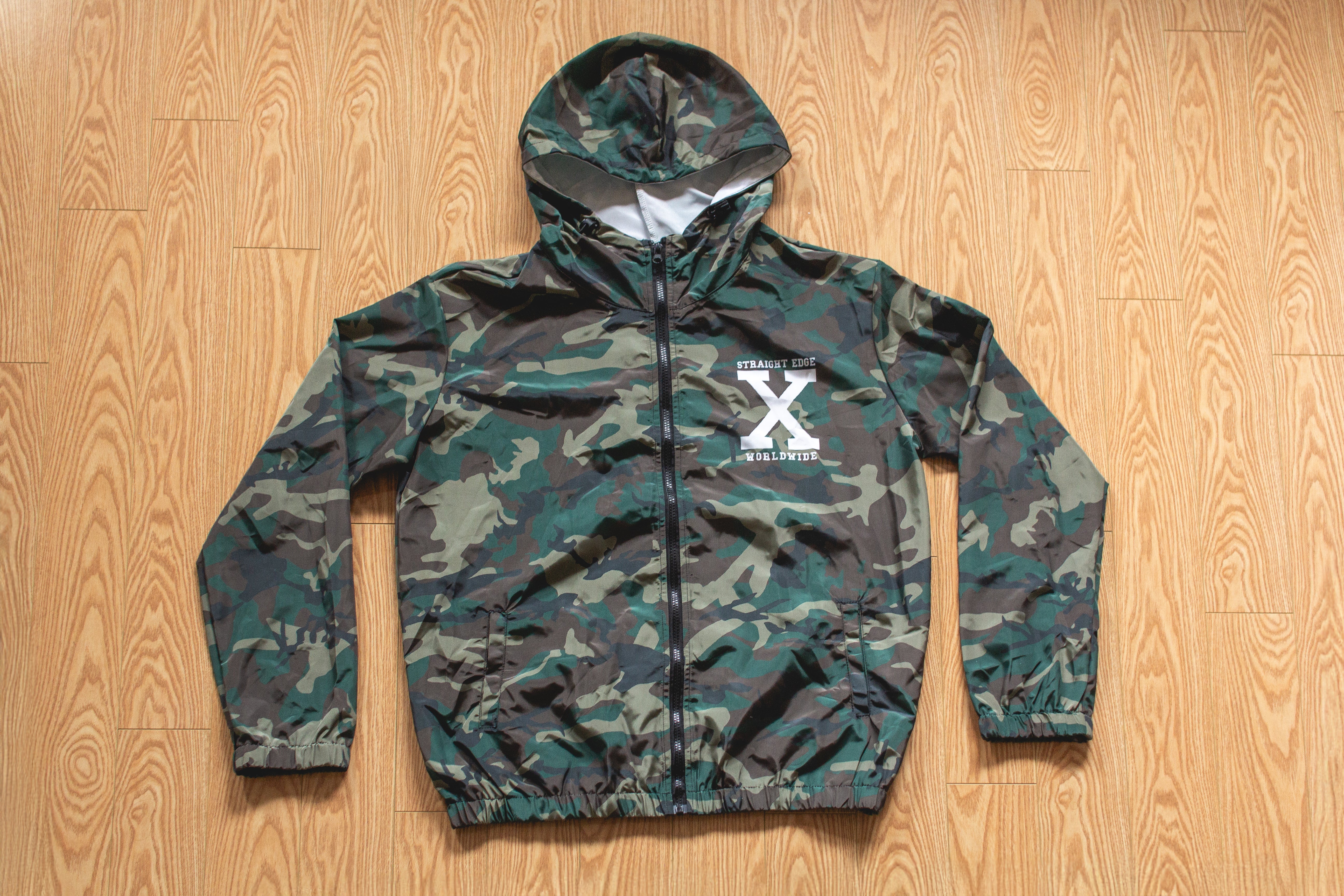 Worldwide Straight Edge Windbreaker in Woodland Camo