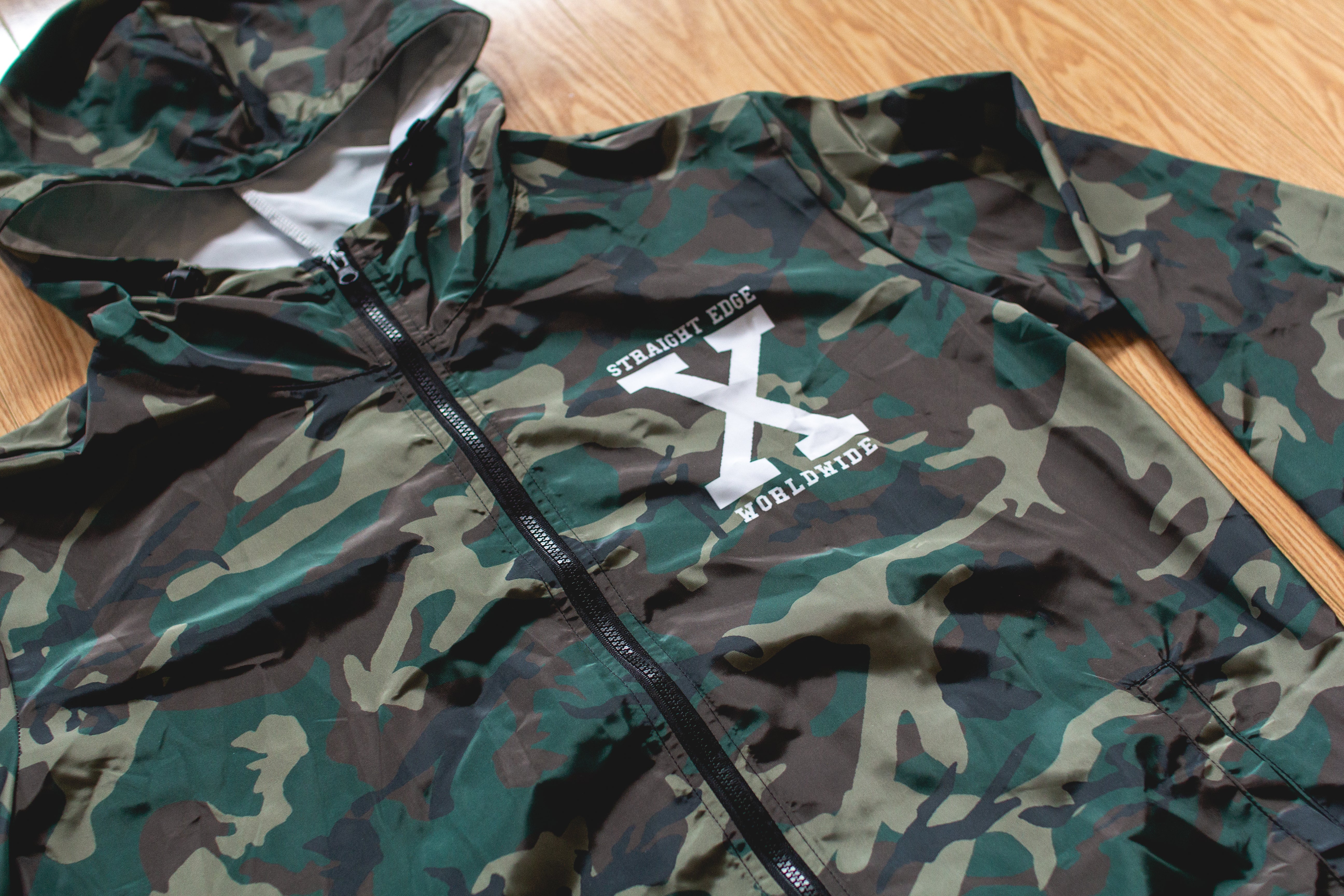 Worldwide Straight Edge Windbreaker in Woodland Camo