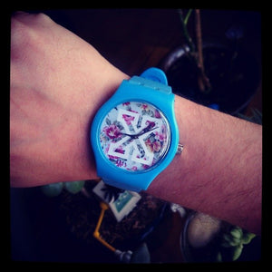 Blue straight edge watch