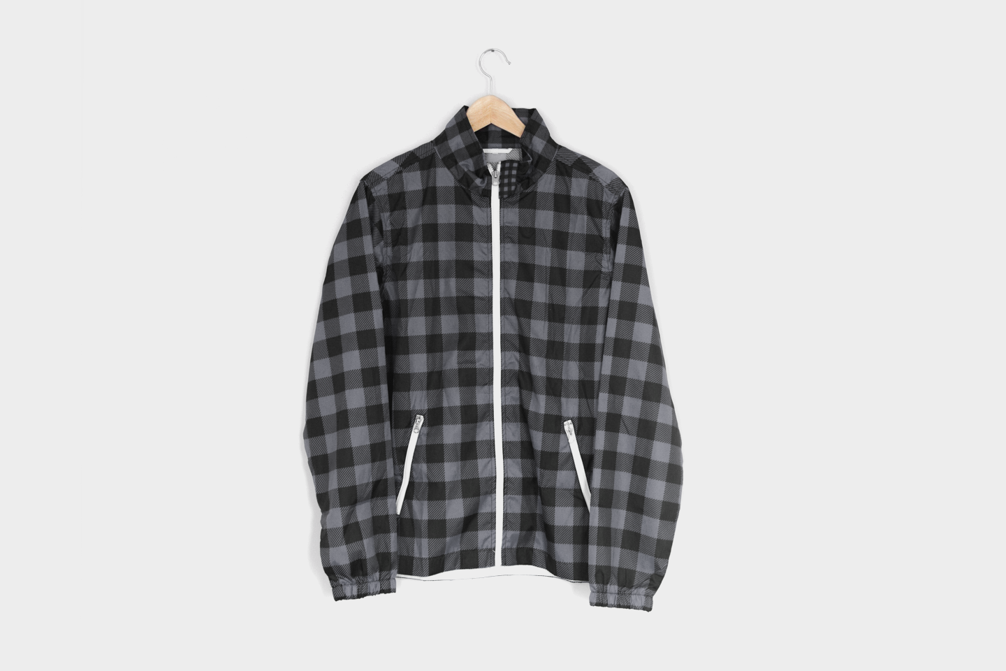 Ladies Backpatch Flannel Coaches Jacket in Gray