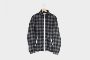 Backpatch Flannel Coaches Jacket in Gray