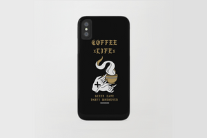 Coffee x Life black and gold phone case by STRAIGHTEDGEWORLDWIDE