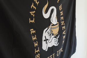 Coffee x Life black and gold print wall banner flag by STRAIGHTEDGEWORLDWIDE