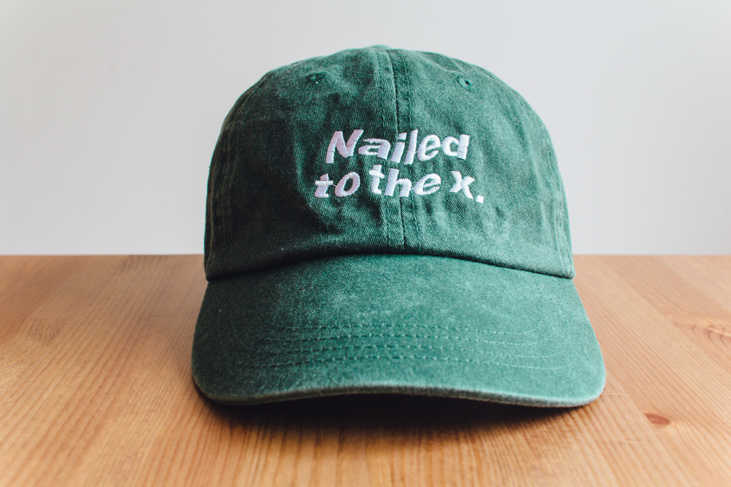 Nailed to the X Straight Edge drug free strapback dad hat in forest green by STRAIGHTEDGEWORLDWIDE