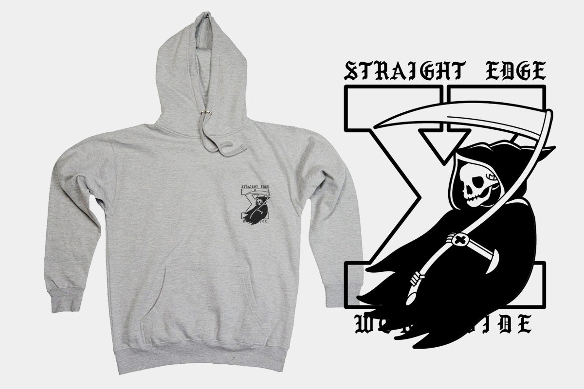 True Til Death Reaper Straight Edge gray sweatshirt hoodie by STRAIGHTEDGEWORLDWIDE
