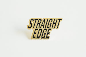 Straight Edge Lapel Pin in black and gold by STRAIGHTEDGEWORLDWIDE