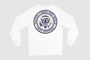 Nation of Drug Free Youth Straight Edge long sleeve t-shirt in white by STRAIGHTEDGEWORLDWIDE