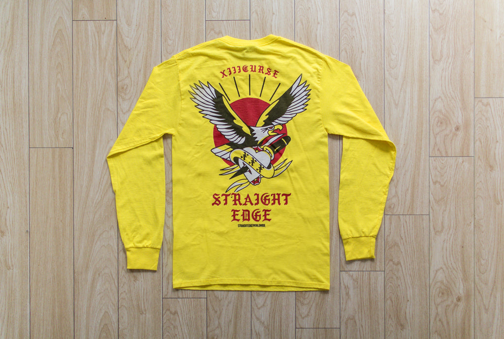 XIIICurse Straight Edge Eagle Long Sleeve Tshirt in Yellow by STRAIGHTEDGEWORLDWIDE
