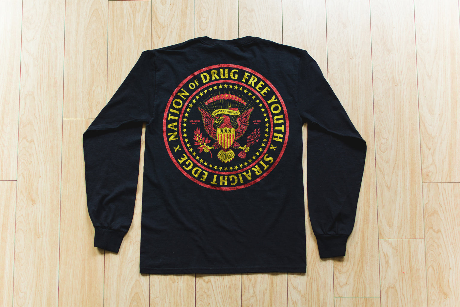Nation of Drug Free Youth Straight Edge long sleeve t-shirt in black by STRAIGHTEDGEWORLDWIDE