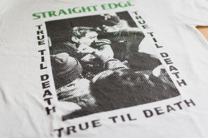 Ladies Old School Straight Edge tee shirt in white by STRAIGHTEDGEWORLDWIDE