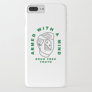 Armed With A Mind iPhone case in white by STRAIGHTEDGEWORLDWIDE