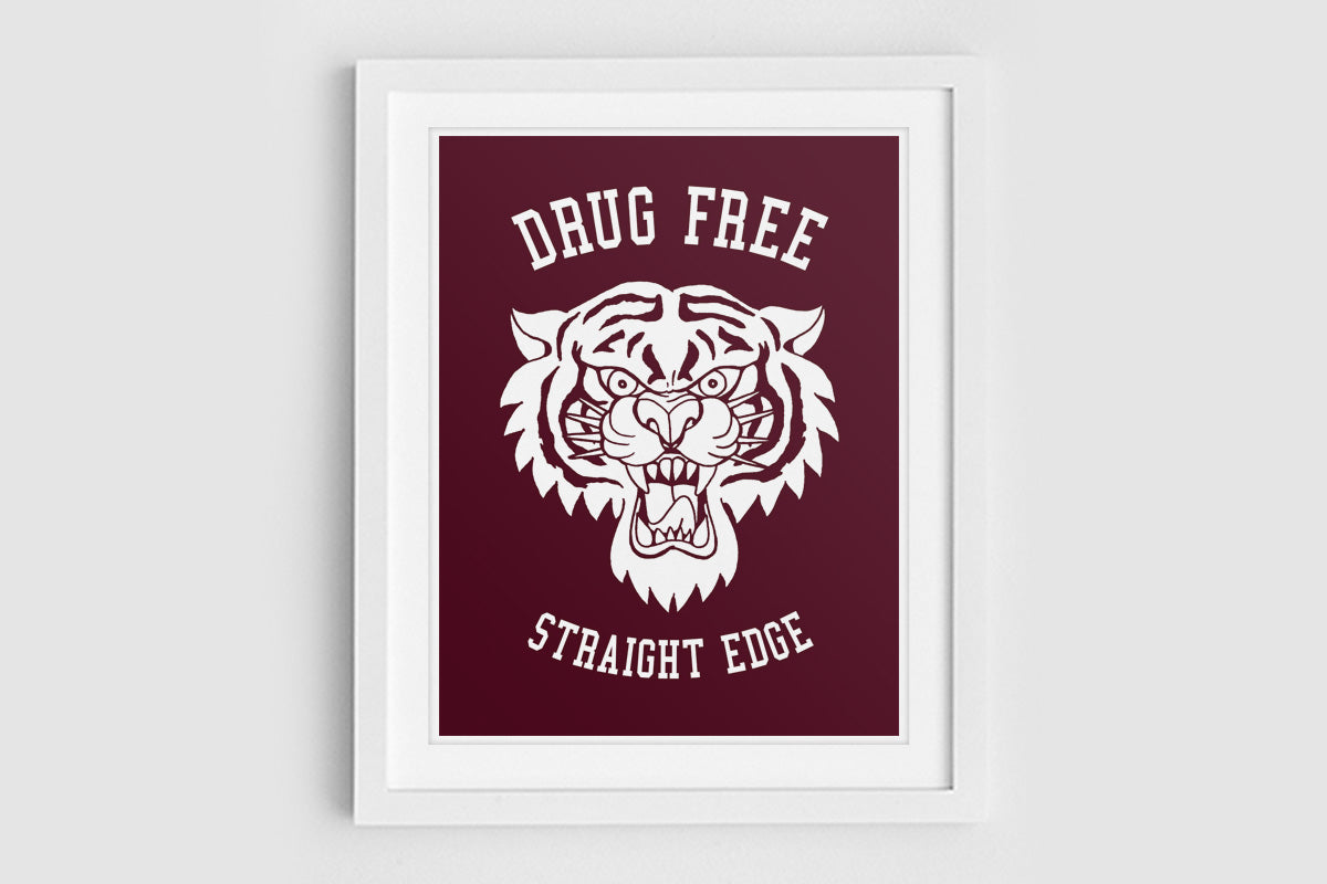 Drug Free Tiger Straight Edge wall art print by STRAIGHTEDGEWORLDWIDE