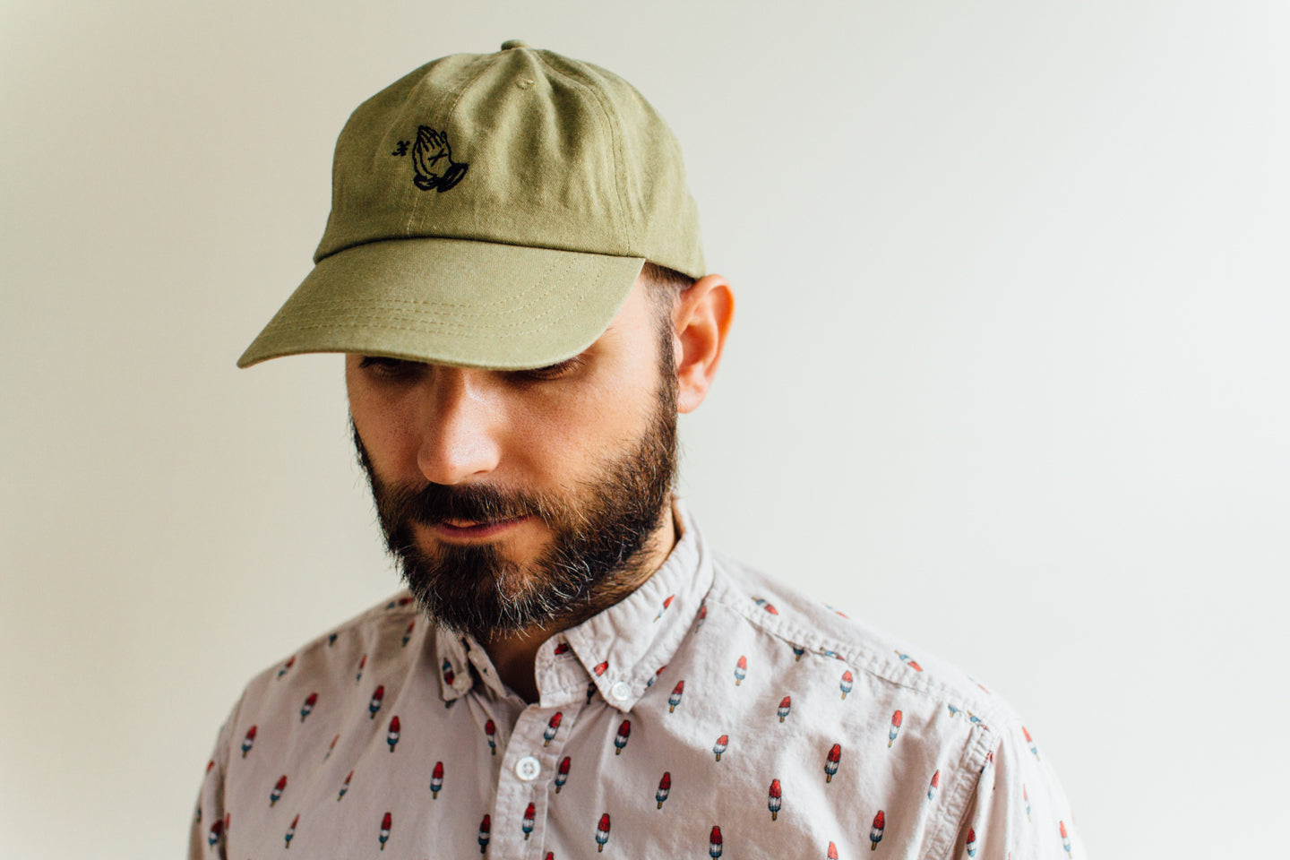 XIIICurse Straight Edge Praying Hands embroidered strapback dad hat in khaki brown by STRAIGHTEDGEWORLDWIDE
