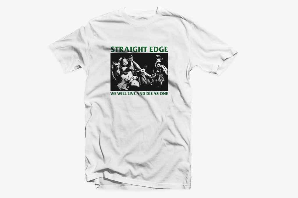 Live and Die As One Old School Straight Edge shirt in white by STRAIGHTEDGEWORLDWIDE
