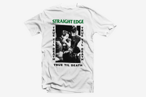 Old School Straight Edge True Til Death tee shirt in white by STRAIGHTEDGEWORLDWIDE