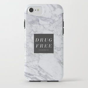 Drug Free Phone Case in Black Marble by STRAIGHTEDGEWORLDWIDE