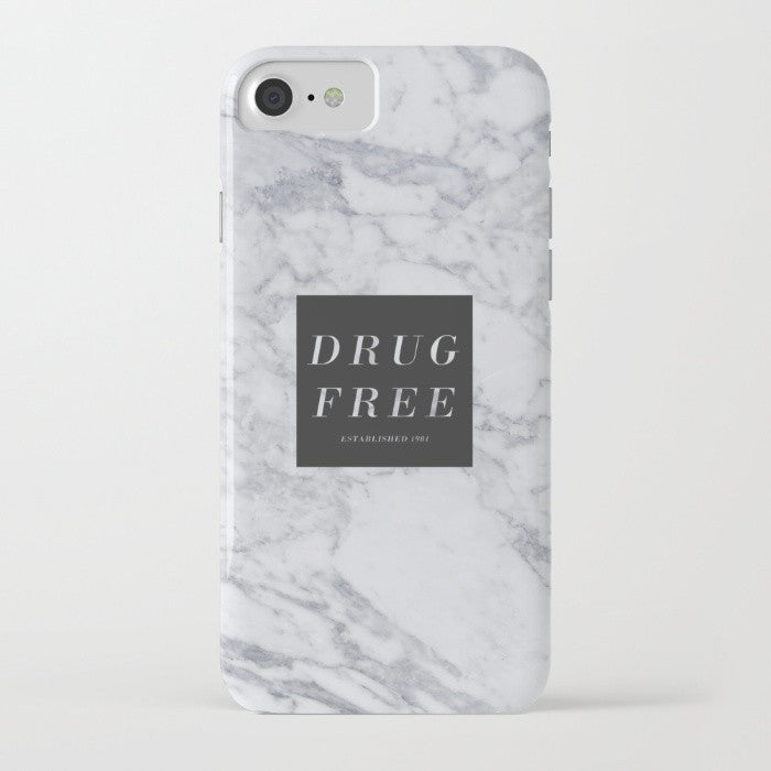 Drug Free Phone Case in Black Marble by STRAIGHTEDGEWORLDWIDE