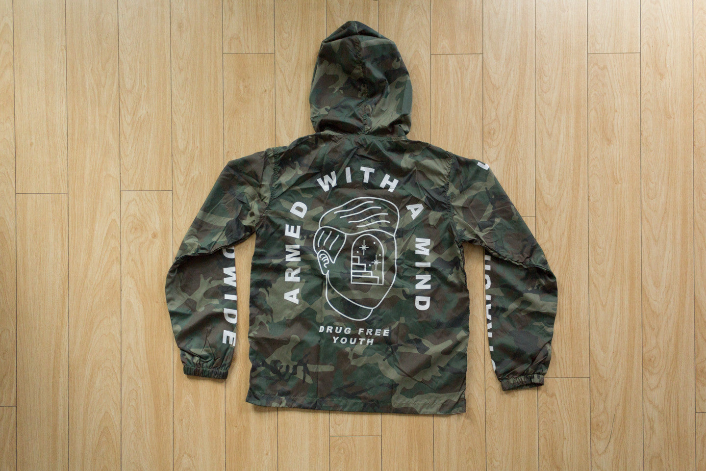 Armed With A Mind straight edge windbreaker in camo