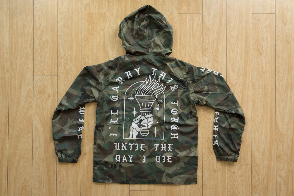 Ladies I'll Carry This Torch Straight Edge windbreaker in camo
