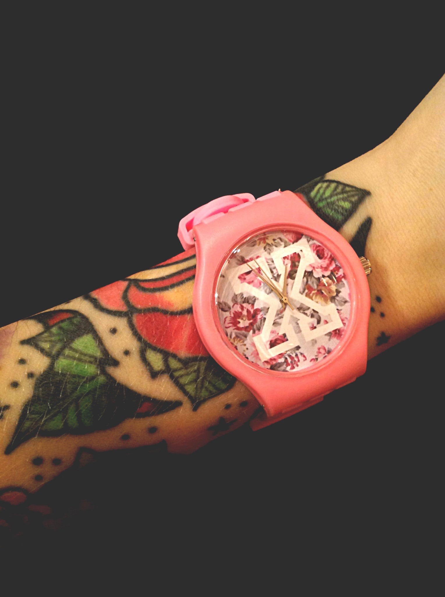 Pink straight edge watch